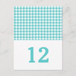 Turquoise Houndstooth Table Number Briefkaart