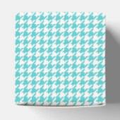 Turquoise Houndstooth Wedding Favor Box Bedankdoosjes (Bovenkant)