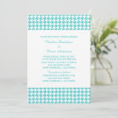 Turquoise Houndstooth Wedding Invite Kaart (Staand voorkant)