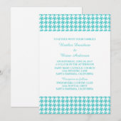 Turquoise Houndstooth Wedding Invite Kaart (Voorkant / Achterkant)