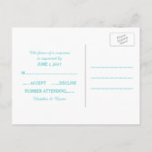 Turquoise Houndstooth Wedding RSVP Briefkaart (Achterkant)