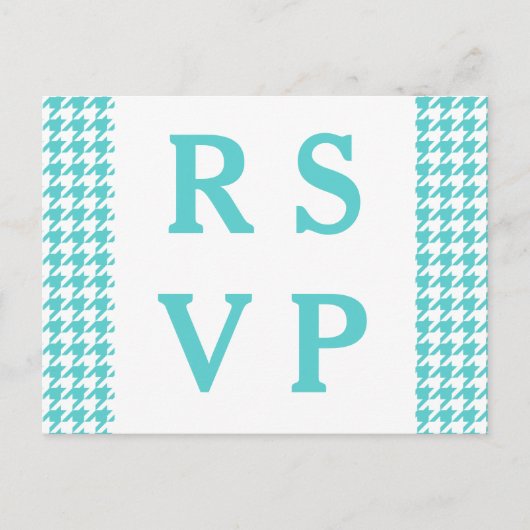 Turquoise Houndstooth Wedding RSVP Briefkaart (Voorkant)