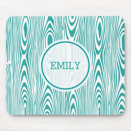 Turquoise houtnerf muismat (Voorkant)