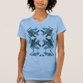 Turquoise houtskool Criscross Southwest-geïnspiree T-shirt (Voorkant)