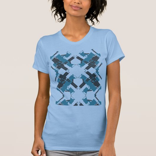 Turquoise houtskool Criscross Southwest-geïnspiree T-shirt (Voorkant)