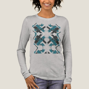 Turquoise houtskool Criscross Southwest-geïnspiree Tri-Blend Shirt