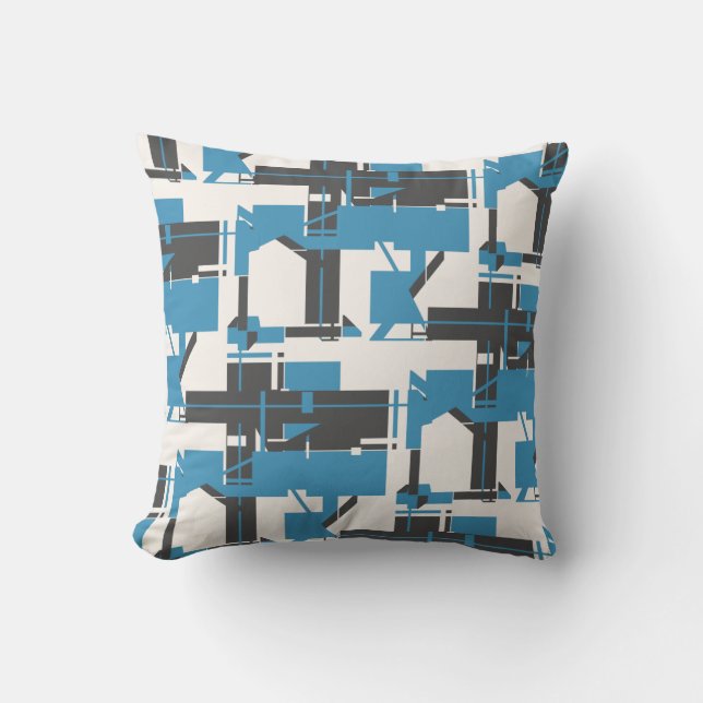 Turquoise houtskool Off-white geometrische MCM loo Kussen (Voorkant)