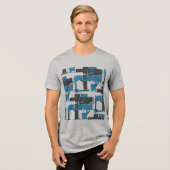 Turquoise houtskool Off-white geometrische MCM loo Tri-Blend Shirt (Voorkant volledig)