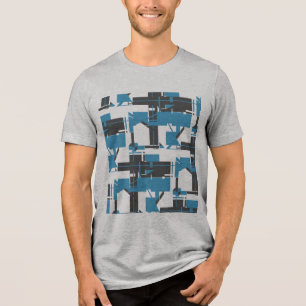 Turquoise houtskool Off-white geometrische MCM loo Tri-Blend Shirt