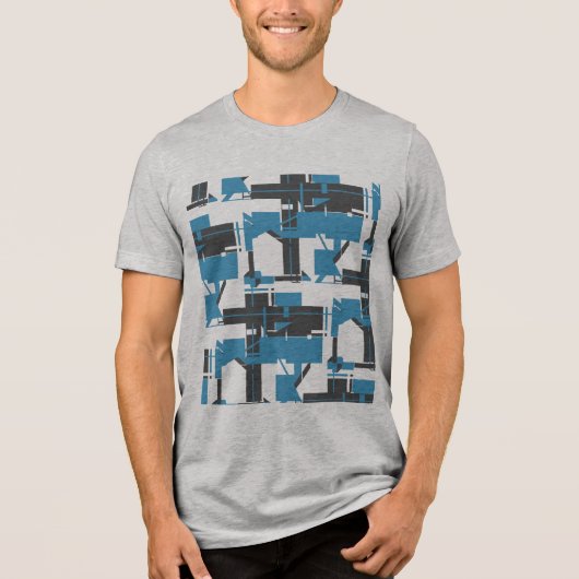 Turquoise houtskool Off-white geometrische MCM loo Tri-Blend Shirt (Voorkant)
