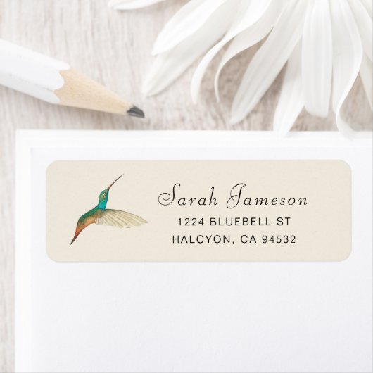 Turquoise Hummingbird Address Label (Insitu)