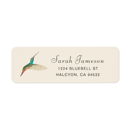 Turquoise Hummingbird Address Label (Voorkant)