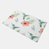 Turquoise Hummingbird Hibiscus Pattern Deurmat (Schuin)