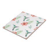 Turquoise Hummingbird Hibiscus Pattern Tegeltje (Zijkant)