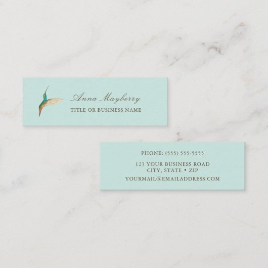 Turquoise Hummingbird Mini Visitekaartje (Voorkant / Achterkant)