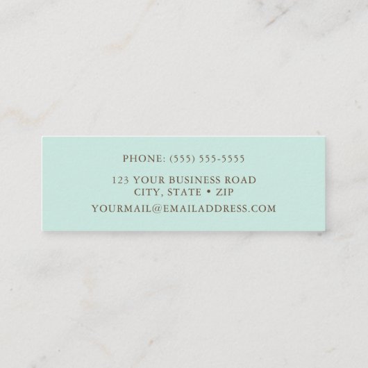 Turquoise Hummingbird Mini Visitekaartje (Achterkant)