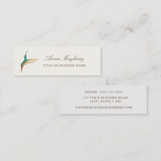 Turquoise Hummingbird Mini Visitekaartje (Voorkant / Achterkant)