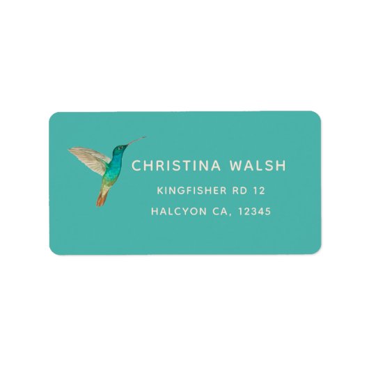 Turquoise Hummingbird Return Address Label (Voorkant)