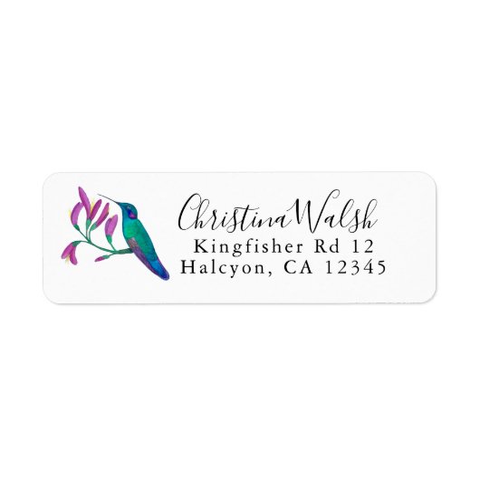 Turquoise Hummingbird Return Address Label (Voorkant)