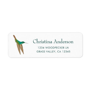 Turquoise Hummingbird Return Address Label