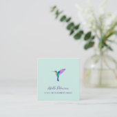 Turquoise Hummingbird Vierkante Visitekaartje (Staand voorkant)