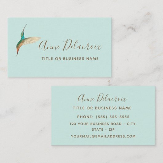 Turquoise Hummingbird Visitekaartje (Voorkant / Achterkant)