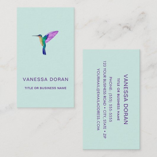 Turquoise Hummingbird Visitekaartje (Voorkant / Achterkant)