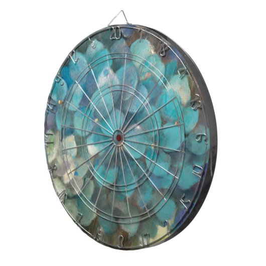 Turquoise Hydrangea Dartbord (Voorkant Rechts)