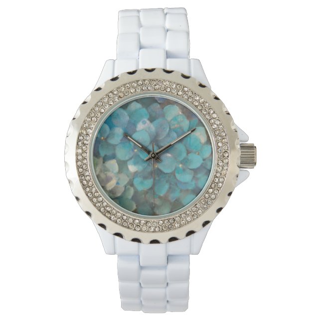 Turquoise Hydrangea Horloge (Voorkant)