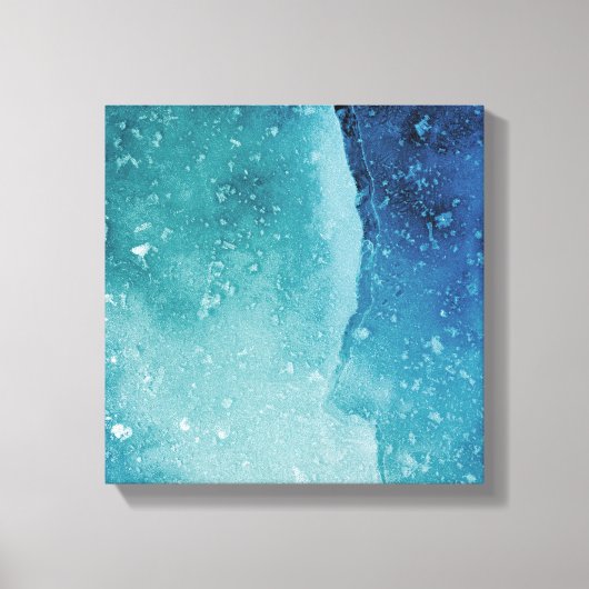 Turquoise Ice Abstracte Art Foto Canvas Afdruk (Voorkant)