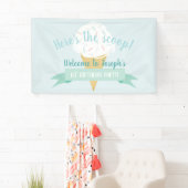 Turquoise Ice Cream Hier is de Scoop Birthday Spandoek (Insitu)