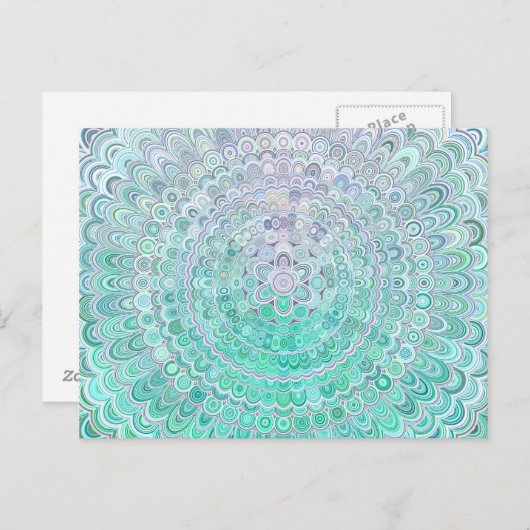 Turquoise Ice Flower Mandala Briefkaart (Voorkant / Achterkant)