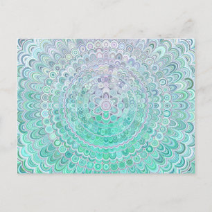 Turquoise Ice Flower Mandala Briefkaart