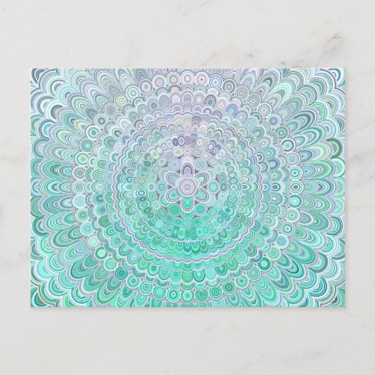Turquoise Ice Flower Mandala Briefkaart (Voorkant)