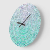 Turquoise Ice Flower Mandala Grote Klok (Hoek)