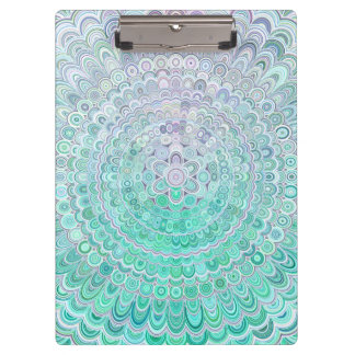 Turquoise Ice Flower Mandala Klembord