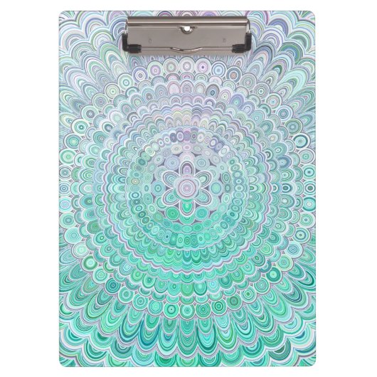 Turquoise Ice Flower Mandala Klembord (Voorkant)