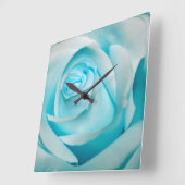 Turquoise Ice Roos Vierkante Klok (Hoek)