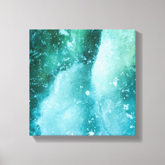 Turquoise Ijs Abstracte Kunst Foto Canvas Afdruk (Voorkant)