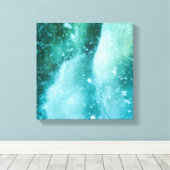 Turquoise Ijs Abstracte Kunst Foto Canvas Afdruk (Insitu (Houten vloer))