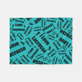 Turquoise Ik hou van lacrosse Fleece Deken (Voorkant (Horizontaal))