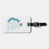 Turquoise, ik voel me knitty, zo knitty bagagelabel (Voorkant horizontaal)