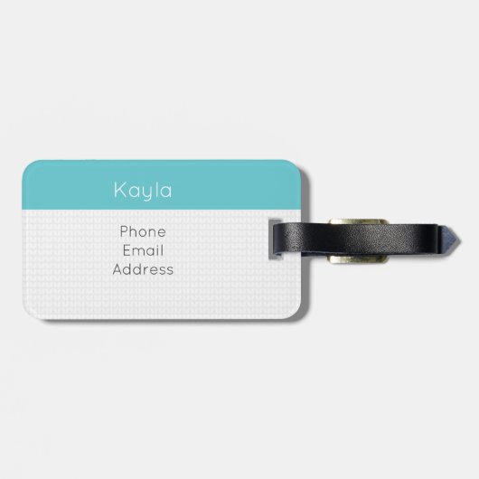 Turquoise, ik voel me knitty, zo knitty bagagelabel (Achterkant horizontaal)