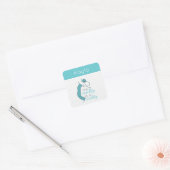 Turquoise, ik voel me knitty, zo knitty vierkante sticker (Envelop)