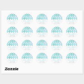 Turquoise Ikat Waterverf | Bruiloft Ronde Sticker (Vel)