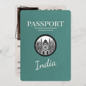 Turquoise India Passport Bewaar de datum Save The Date (Voorkant / Achterkant)