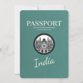 Turquoise India Passport Bewaar de datum Save The Date (Voorkant)