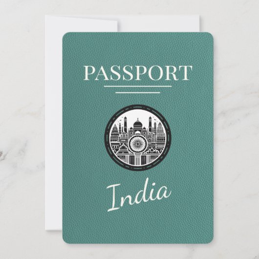 Turquoise India Passport Bewaar de datum Save The Date (Voorkant)