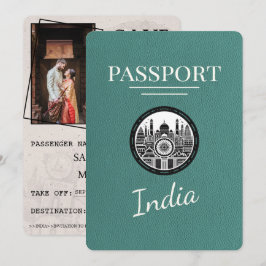 Turquoise India Passport Bewaar de datum Save The Date
