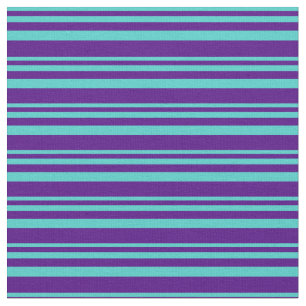 Turquoise & Indigo Colored Lined Pattern Stof